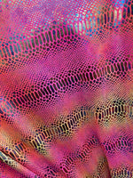 Load image into Gallery viewer, Pink Iridescent Snake Scales Hologram Nylon Spandex Fabric dance swimsuits 4 way stretch 58" wide  Sportswear, Athletic
