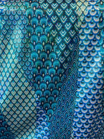Load image into Gallery viewer, Blue Iridescent Fish Scales Hologram Nylon Spandex Fabric dance swimsuits 4 way stretch 58" wide  Sportswear, Athletic

