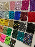 Load image into Gallery viewer, Confetti small Polka Dot sequin mesh back fabric BY THE YARD 45" Wide
