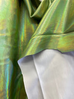 Load image into Gallery viewer, Green Iridescent Blue Metallic Foil 4Way Stretch Spandex fabric BY THE YARD swimwear dancewear costume 60" Wide
