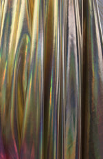 Load image into Gallery viewer, Iridescent Gold Metallic Foil 4Way Stretch Spandex fabric BY THE YARD swimwear dancewear costume 60" Wide
