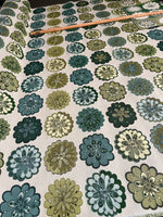 Load image into Gallery viewer, Jacquard Green Blossom Flower Upholstery Drapery Fabric BY THE YARD 54" Wide
