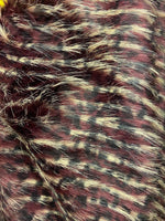 Load image into Gallery viewer, Burgundy Raccoon 2 Tone Faux Fur Upholstery Fabric by the yard
