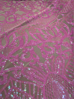 Load image into Gallery viewer, Pink Sequin mesh fabric 4-way Stretch, Fabric 54" By the Yard
