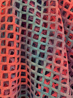 Load image into Gallery viewer, Blue /red sparkle Shiny Fishnet with Lurex Nylon Spandex 60" Sold by Yard  58" wide  Sportswear, Athletic
