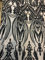 Load image into Gallery viewer, Victorian Tulip Sequin 4Way Stretch Mesh Lace Fabric BY THE YARD , 54" Wide
