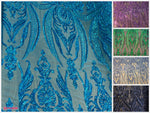 Load image into Gallery viewer, Victorian Tulip Shiny Sequin 4Way Stretch Mesh Lace Fabric BY THE YARD  Wedding gown, Prom dress, Pageant dancewear 54" Wide
