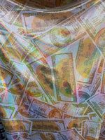 Load image into Gallery viewer, Stretch spandex Gold Money glitter 100 dollar 4 for way  fabric
