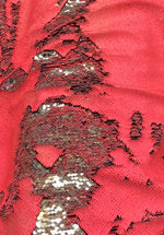 Load image into Gallery viewer, Squin Coral and silver reversible Fabric 54" Wedding, Prom, Dresses, Lingerie, Pageant

