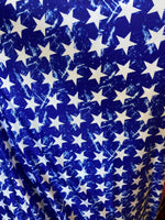 Load image into Gallery viewer, White stars on blue Spandex Stretch Activewear Fabric by the Yard
