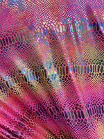 Load image into Gallery viewer, Pink Iridescent Snake Scales Hologram Nylon Spandex Fabric dance swimsuits 4 way stretch 58" wide  Sportswear, Athletic
