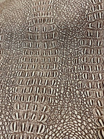 Load image into Gallery viewer, Brown/beige Gator Upholstery vinyl faux leather fabric per yard 54" wide
