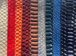 Load image into Gallery viewer, 3D Snake Vinyl Fabric by the Yard – Embossed Crocodile Patent Faux Leather Upholstery Fabric – Glossy Textured Marine &amp; Automotive Vinyl
