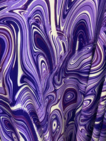 Load image into Gallery viewer, Stretch spandex Purple Candy cane swirl swimsuits  58" wide
