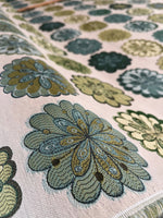 Load image into Gallery viewer, Jacquard Green Blossom Flower Upholstery Drapery Fabric BY THE YARD 54" Wide
