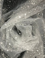 Load image into Gallery viewer, Foil Star white Sheer Organza  58 Inch Wide Fabric
