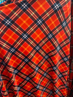 Load image into Gallery viewer, Red double plaid poly Spandex 4 way stretch fabric by the yard 58" wide
