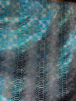 Load image into Gallery viewer, Turquoise pearl Snake Hologram Spandex4 way stretch 58" wide
