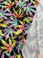 Load image into Gallery viewer, Stretch spandex multicolored , Tie dye Nylon FLOWER  (PLANT) leaves sold by the yard
