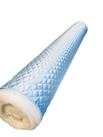 Load image into Gallery viewer, Blue Quilted Diamond Satin Fabric – Soft Shiny Satin Material for Sewing, Home Decor &amp; Apparel
