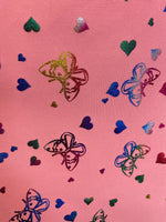 Load image into Gallery viewer, Pink Scuba stretch on foil Butterfly  60" Wide
