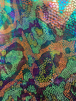 Load image into Gallery viewer, Colorful scales Nylon Spandex print fabric. Great for Dancewear, costumes, leggings. Sold by the Yard.
