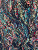 Load image into Gallery viewer, Swirl Abstract peacock Nylon Spandex print fabric
