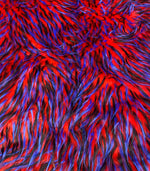 Load image into Gallery viewer, Spike Faux fur purple black on red Upholstery Fabric by the yard
