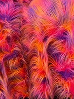 Load image into Gallery viewer, 58"  Wide Multi purple pink orange Faux fur Upholstery Fabric by the yard

