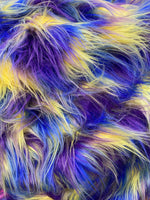 Load image into Gallery viewer, 58"  Wide Multi purple yellow blue Faux fur Upholstery Fabric by the yard
