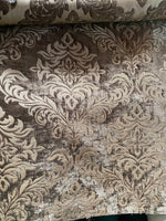 Load image into Gallery viewer, Chenille Damask mocha Shelby upholstery furniture fabric by the yard
