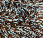 Load image into Gallery viewer, 58"  Wide Spike Faux fur blue black on Brown Upholstery Fabric by the yard
