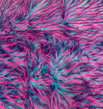 Load image into Gallery viewer, 58"  Wide Spike Faux fur pink purple on blue Upholstery Fabric by the yard
