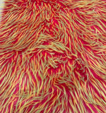 Load image into Gallery viewer, 58"  Wide Spike Faux fur yellow orange on red Upholstery Fabric by the yard
