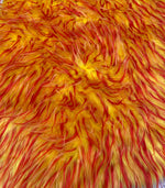 Load image into Gallery viewer, 58"  Wide Spike Faux fur red orange on yellow Upholstery Fabric by the yard
