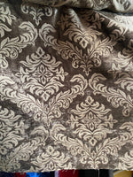 Load image into Gallery viewer, Chenille Damask mocha Shelby upholstery furniture fabric by the yard
