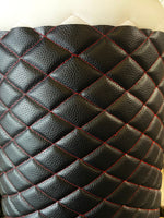 Load image into Gallery viewer, Red stitching Champion vinyl Black Quilted fabric Foam Backing Upholstery 53" Wide
