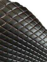 Load image into Gallery viewer, Red stitching Champion vinyl Black Quilted fabric Foam Backing Upholstery 53" Wide
