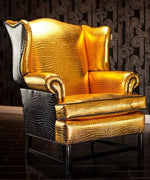 Load image into Gallery viewer, 54" GOLD Crocodile embossed Faux leather Upholstery vinyl
