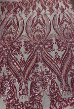 Load image into Gallery viewer, Victorian Egg/Tulip, Big Print, Sequin, 4-way Stretch, Fabric 54" Sold By the Yard, Wedding, Prom, Dresses, Lingerie, Pageant- Pink
