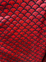 Load image into Gallery viewer, 4-Way Stretch red black Mermaid big scale Spandex scales Fabric by the yard
