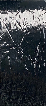 Load image into Gallery viewer, Black Cracked metallic reflective Distressed vinyl upholstery craft fabric per yard 54" Wide
