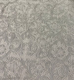 Load image into Gallery viewer, Silver gray Western Embossed Floral faux leather vinyl fabric by the yard 54" Wide
