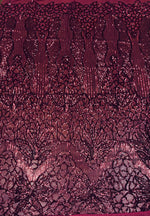 Load image into Gallery viewer, Sequin burgundy on burgundy mesh, 4-way Stretch, Fabric 54" Sold By the Yard, Wedding, Prom, Dresses, Lingerie, Pageant
