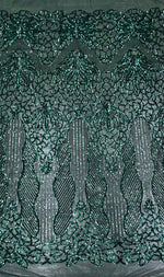 Load image into Gallery viewer, Sequin green on green mesh , 4-way Stretch, Fabric 54" Sold By the Yard, Wedding, Prom, Dresses, Lingerie, Pageant

