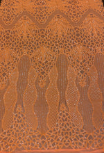 Load image into Gallery viewer, Sequin orange on orange mesh , 4-way Stretch, Fabric 54" Sold By the Yard, Wedding, Prom, Dresses, Lingerie, Pageant
