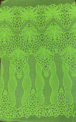 Load image into Gallery viewer, Sequin lime on lime mesh , 4-way Stretch, Fabric 54" Sold By the Yard, Wedding, Prom, Dresses
