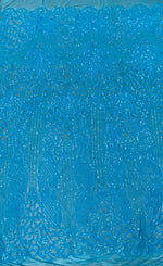 Load image into Gallery viewer, Sequin aqua on aqua mesh , 4-way Stretch, Fabric 54" Sold By the Yard, Wedding, Prom, Dresses, Lingerie, Pageant
