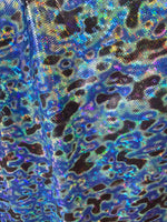 Load image into Gallery viewer, Leopard black /blue 4 way stretch spandex fabric
