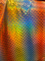 Load image into Gallery viewer, Rainbow Mermaid Hologram Spandex Metallic foil scales Fabric by the yard
